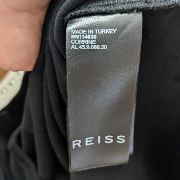 Nwt Reiss | Corrine High Neck Cut-Out Bodysuit In Black - Picture 10 of 12